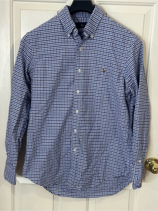 Ralph Lauren Other - Ralph Lauren Shirt Mens Medium White Blue Check Long Sleeve Flesh Pony Casual